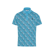 Martini Print Golf Polo Shirt In Blue Atoll