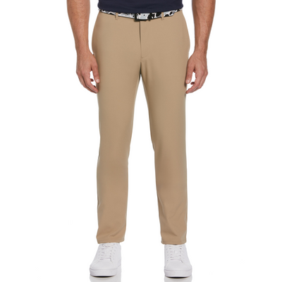 Flat Front Solid Golf Trousers In Chinchilla