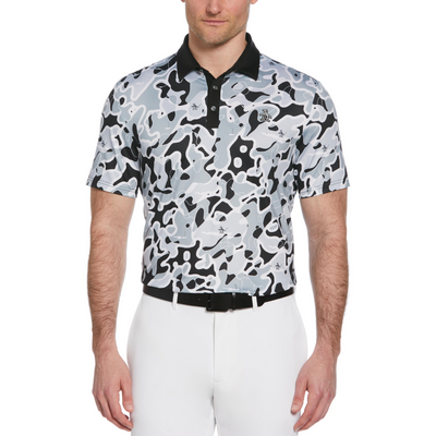 Bunker Print Short Sleeve Golf Polo Shirt In Caviar