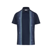 Pete Vertical Color Block Print Short Sleeve Golf Polo Shirt In Black Iris