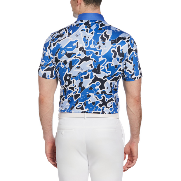 Bunker Print Short Sleeve Golf Polo Shirt In Nebulas
