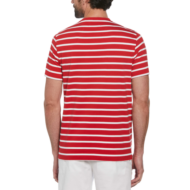 Organic Cotton Breton Striped T-Shirt In Salsa