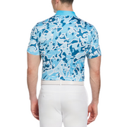 Bunker Print Short Sleeve Golf Polo Shirt In Blue Atoll