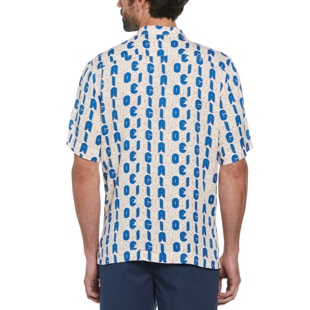 Embroidered Pete Short Sleeve Shirt With Camp Collar In Bright White