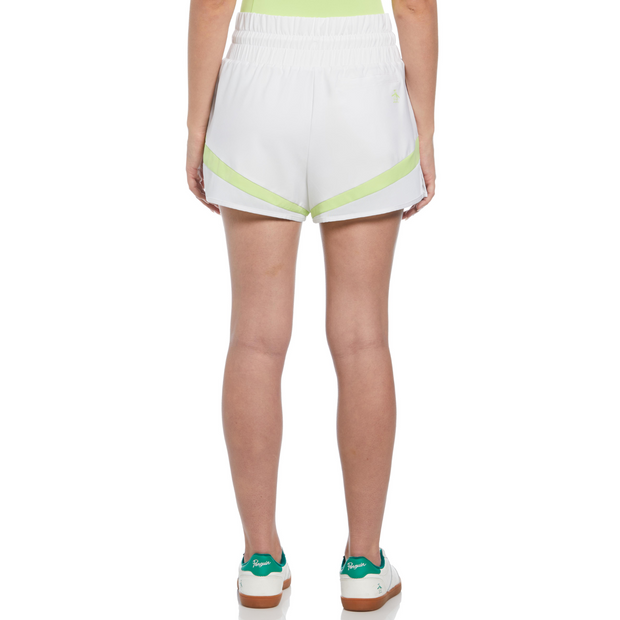 Women's High Waist Tennis Short With Mesh Inserts In Bright White