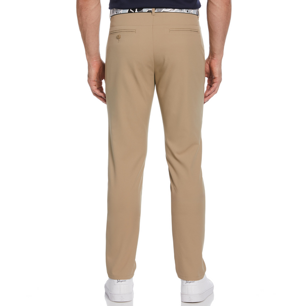 Flat Front Solid Golf Trousers In Chinchilla