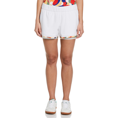 Women's Abstract Print Essential Solid Tennis Short In Bright White