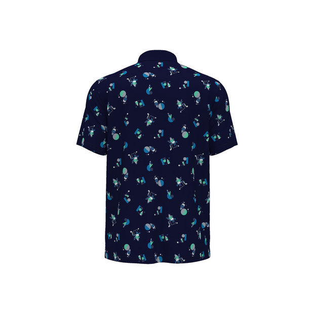 Memphis Pete Print Short Sleeve Golf Polo Shirt In Black Iris