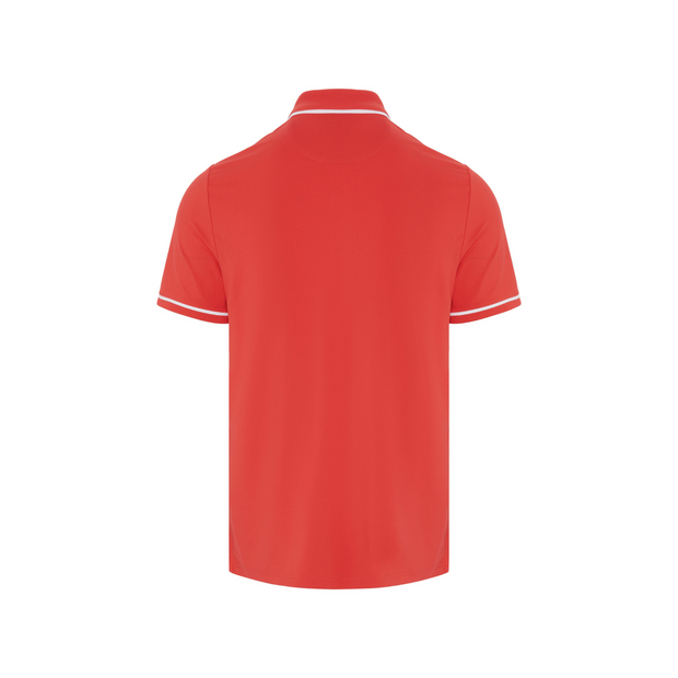 Oversized Pete Tipped Short Sleeve Golf Polo Shirt In Poinsettia