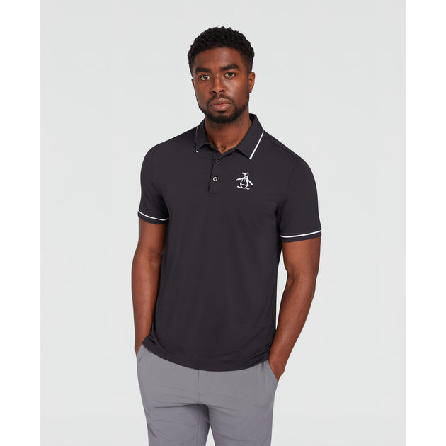 Oversized Pete Tipped Polo Shirt In Black | Original Penguin®