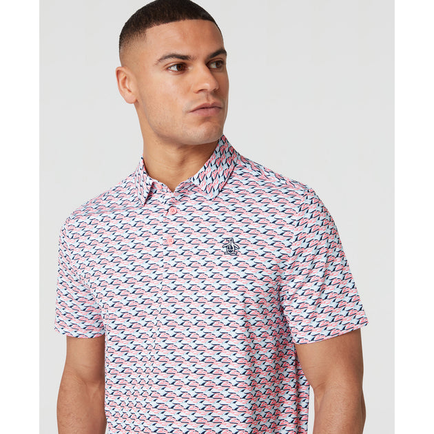 Layered Umbrella Print Golf Polo Shirt In Pink Original Penguin®