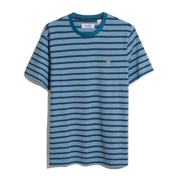 Embroidered Striped T-Shirt In Vallarta Blue