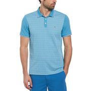 Jacquard Front Interlock Polo Shirt In Blue Moon