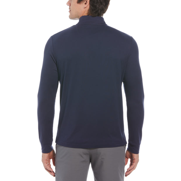 Colour Block 1/4 Zip Long Sleeve Golf Sweater In Black Iris