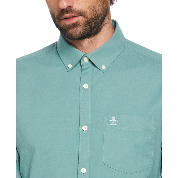 Long Sleeve Stretch Oxford Shirt In Oil Blue