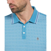Jacquard Front Interlock Polo Shirt In Blue Moon