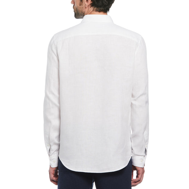 Delave Linen Long Sleeve Button-Down Shirt In Bright White