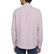 Delave Linen Long Sleeve Button-Down Shirt In Lavender Frost