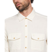 Long Sleeve Flannel Button-Down Shirt In Oatmeal