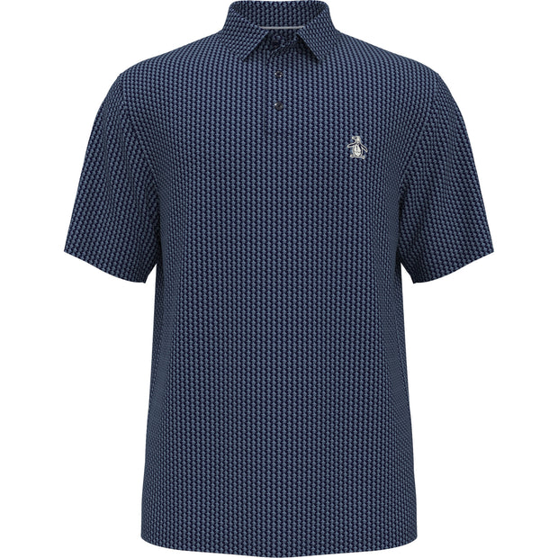 Allover Pete Print Short Sleeve Golf Polo Shirt In Black Iris