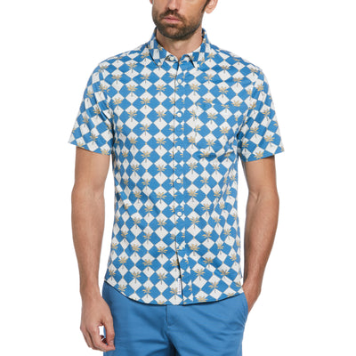 Short Sleeve All Over Tee Time Print Polo Shirt In Vallarta Blue