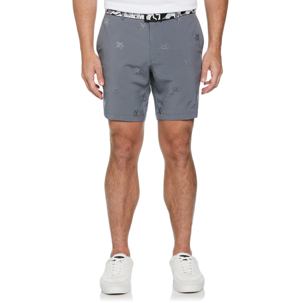 Pete Embroidered Flat Front Golf Shorts In Quiet Shade