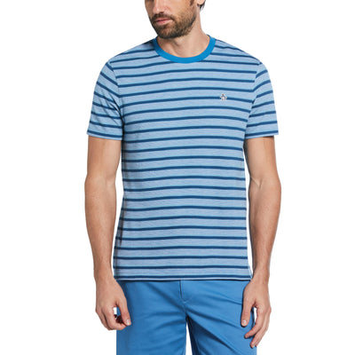 Embroidered Striped T-Shirt In Vallarta Blue