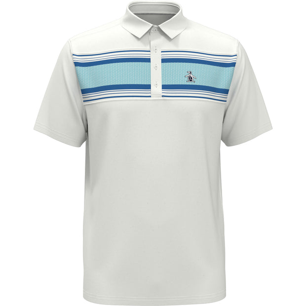 Jack Heritage Stripe Print Short Sleeve Golf Polo Shirt In Bright White
