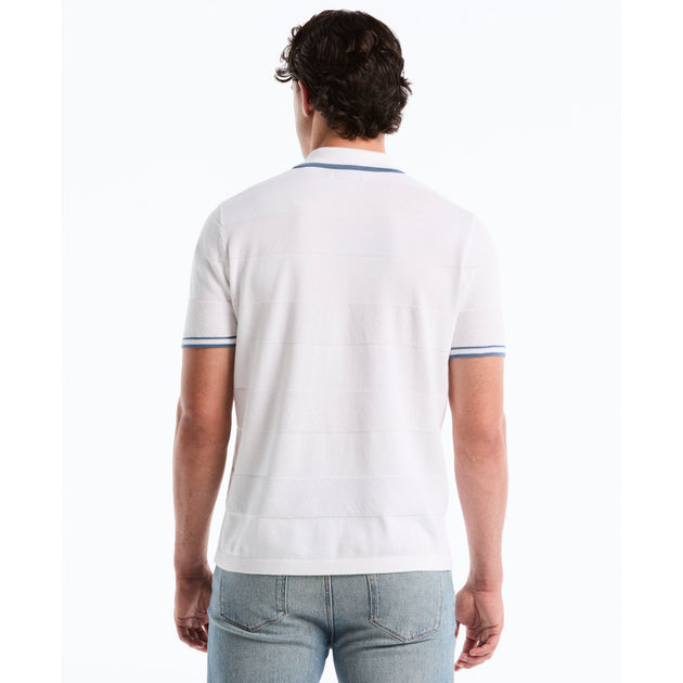 Seed Stitch Button Front Sweater Polo In White | Original Penguin®