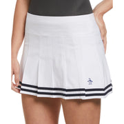 Women's 13" Contrast Hem Pleated Tennis Skort In Bright White
