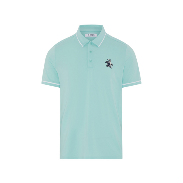Oversized Pete Tipped Short Sleeve Golf Polo Shirt In Tanager Turquoise