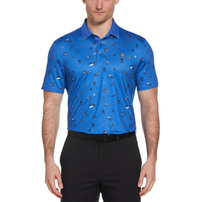 Novelty Golf Print Short Sleeve Golf Polo Shirt In Nebulas