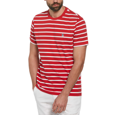 Organic Cotton Breton Striped T-Shirt In Salsa