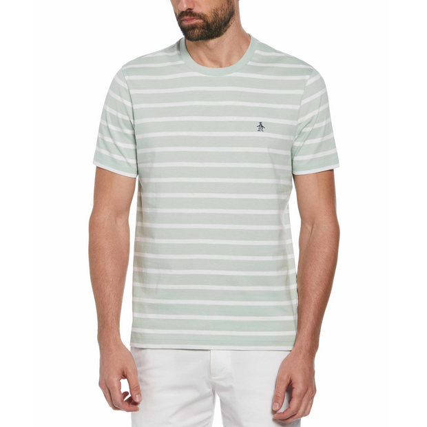 Organic Cotton Breton Striped T-Shirt In Silt Green