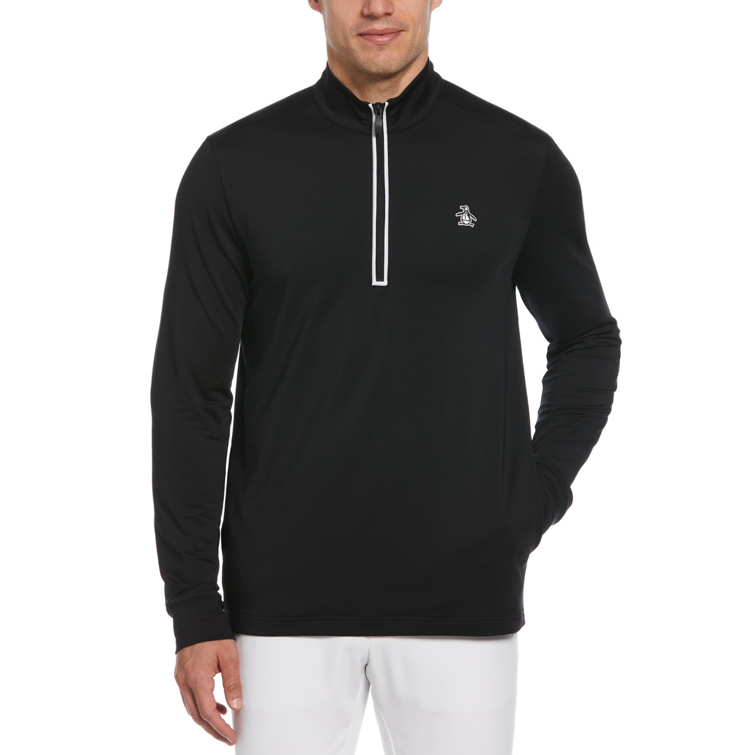 Earl 1 4 Zip Long Sleeve Golf Pullover Jumper In Black Original Penguin