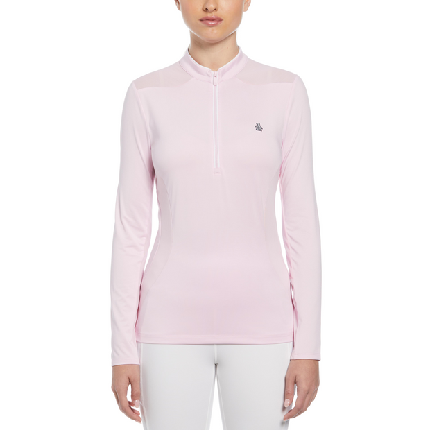 Women's 1/4 Zip Layering Long Sleeve Golf Shirt In Gelato Pink