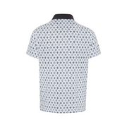 All-Over Atomic Cocktail Print Short Sleeve Golf Polo Shirt In Caviar