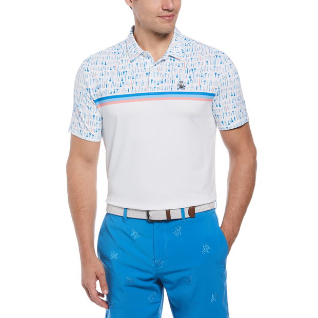 Broken Tees Print Golf Polo Shirt In Bright White