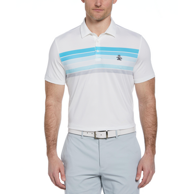 Engineered 70s Stripe Color Block Golf Polo Shirt In Bright White