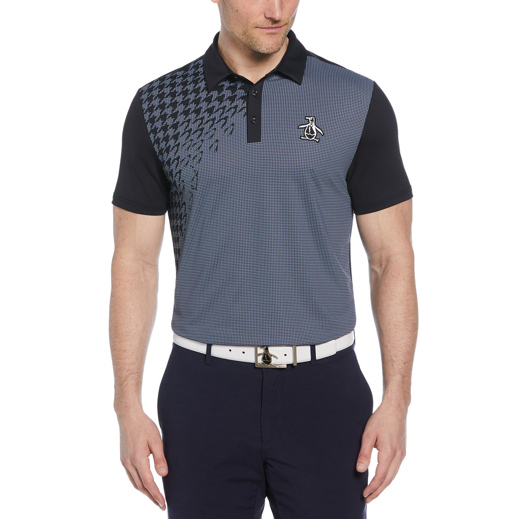 Asymmetrical Pete Gingham Block Golf Polo Shirt Caviar