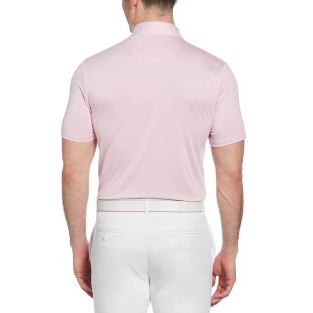 50s Colour Block Print Golf Polo Shirt In Gelato Pink
