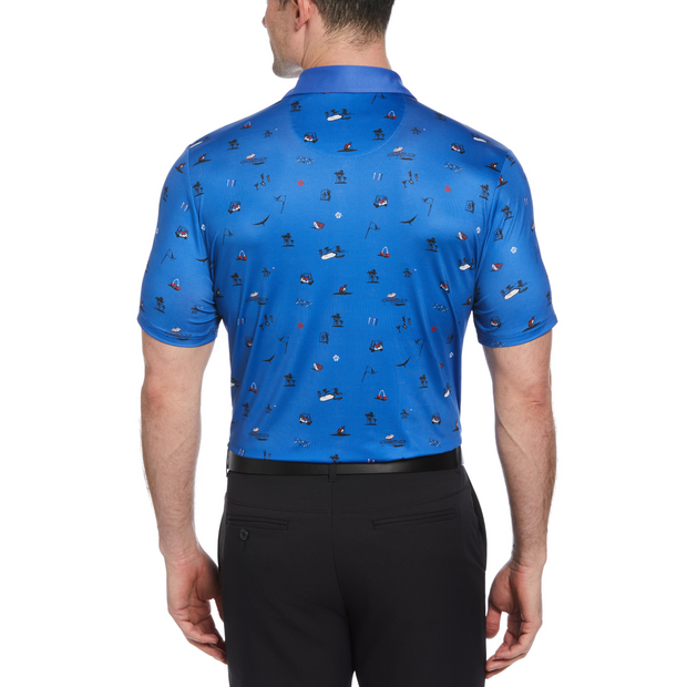 Novelty Golf Print Short Sleeve Golf Polo Shirt In Nebulas