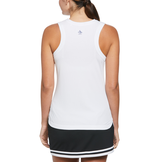Womens Essential Rib Tennis Tank Top In Bright White
