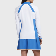 Women's Long Sleeve Colour Block Quarter Zip Golf Polo Shirt In Bright White
