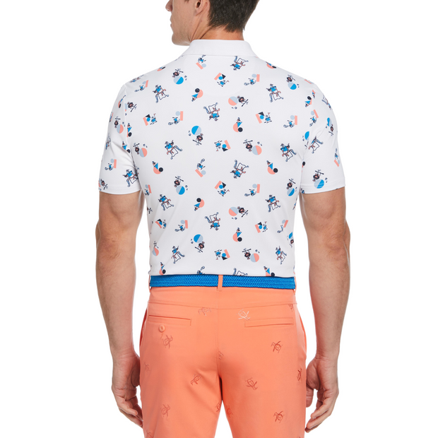 Memphis Pete Print Short Sleeve Golf Polo Shirt In Bright White