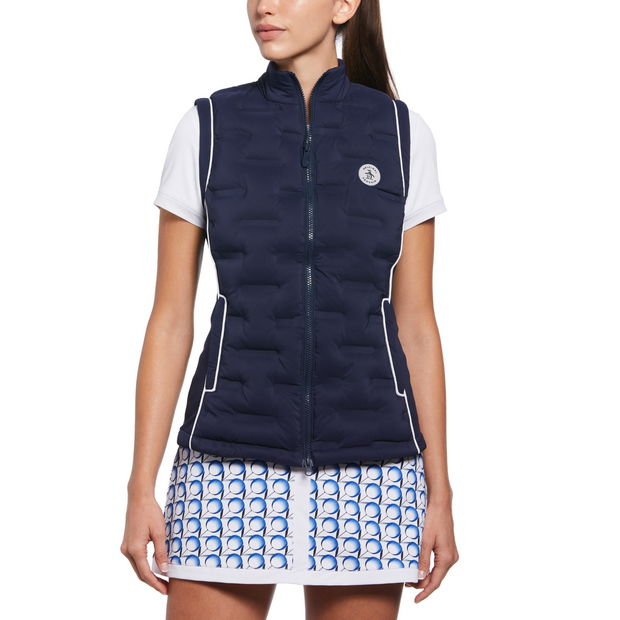 Womens Insulated Woven Golf Vest Jacket In Black Iris