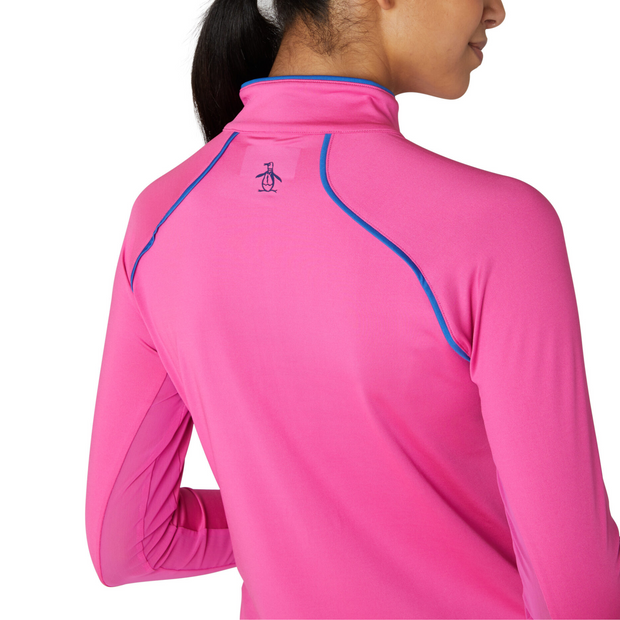 Women's Solid Long Sleeve Tennis Shirt With Sun Protection In Cheeky Pink