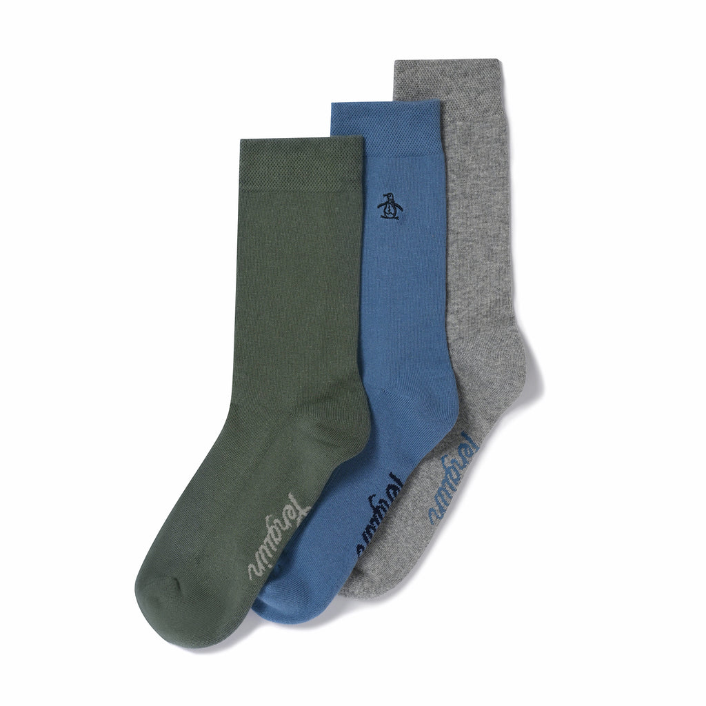 3 Pack Terry Socks In Blue
