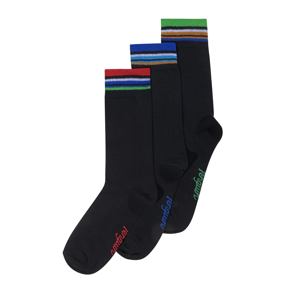 3 Pack Tipped Embroidered Socks
