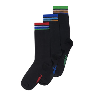 3 Pack Penguin Embroidered Socks (Black)